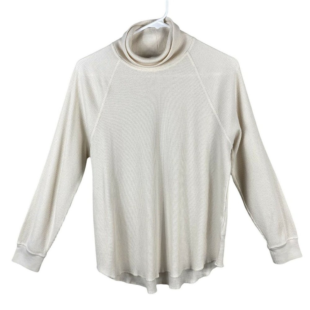 Everlane Womens The Organic Cotton Turtleneck Waffle Long Sleeve Tee Medium